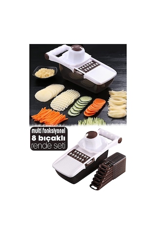 Hazneli 8 Bıçaklı Rende Sebze Patates Mandolin Doğrayıcı Dicer