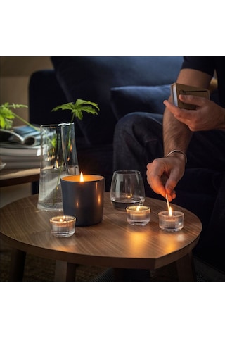 Kokulu Tealight Mum, Siyah-turkuaz, 3.5 Saat, Güve Otu Ve Sardunya Siyah