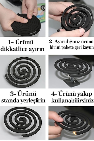 10 Lu Doğal Esansı Sineksavar Set Yavaş Yanan, İç İçe Geçmeli Spiral Tütsü Etkili Koruma Dış Mekan