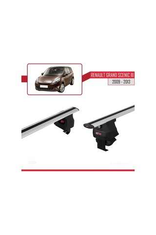 Renault Grand Scenic Iıı 2009-2013 Arası İle Uyumlu Ace-4 Ara Atkı Tavan Barı Gri