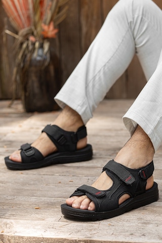 D2026 Günlük Ortopedik Confort Erkek Sandalet Siyah