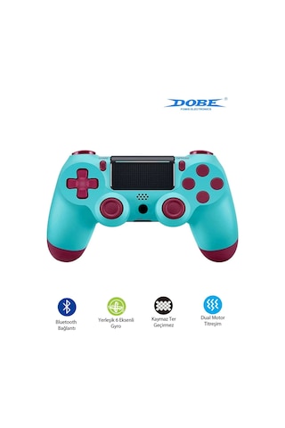 Ps4-pc-android Box-android-Apple Uyumlu iOS Telefon Tablet Titreşimli Bluetooth Oyun Kolu Turkuaz