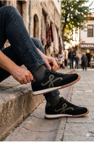 Pepita E472 Rahat Özel Tasarım Spor Sneaker Erkek Ayakkabı Siyah