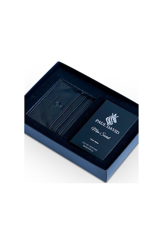 Hediyelik Set Özel Erkek Edp Parfüm Ve Siyah Deri Kartlık - E-065 Amber