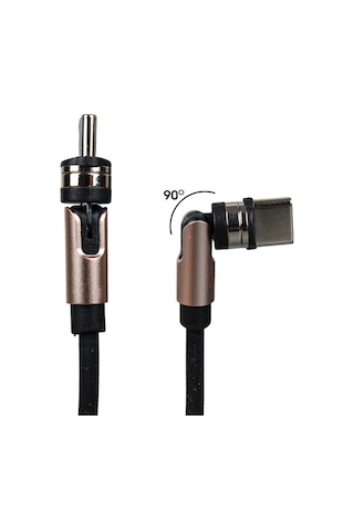 Ayt Powermaster Pm-25904 Siyah 3 İn 1 Type C- Lightning Micro Usb Manyetik Uç Taşınabilir Şarj Data Kablosu