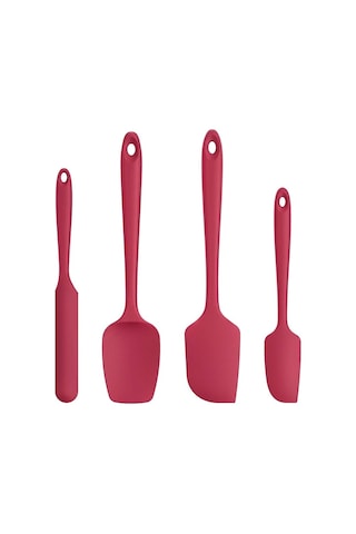 Likeable 600 Derece Fahrenheit Isıya Dayanıklı Silikon Spatula Seti Kırmızı Kırmızı
