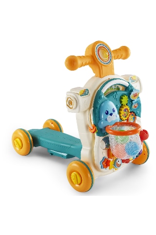 Baby2go 4 İn 1 Multifunction Walker Pembe - Eğitici Bebek Aktivite Masası Ve İlk Adım Yürüteç