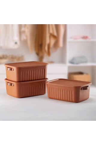 1 Adet Düzenleyici Kapaklı Kutu, Dekoratif Saklama Kutusu, Organizer 35cm 25cm 14cm Kiremit 10 Litre Açık Ahşap