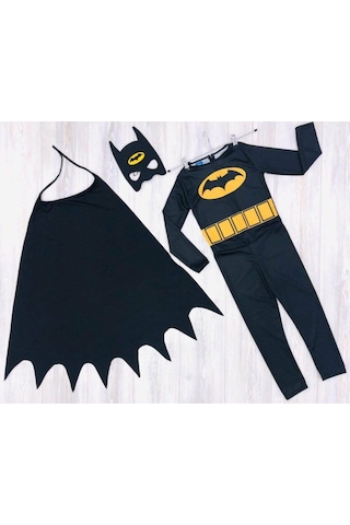 Tek Favorim Erkek Çocuk Siyah Batman Kahraman Kostümü Siyah
