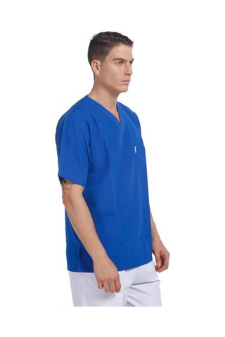 V Yaka Ceket Kısa Kol Sax Mavi