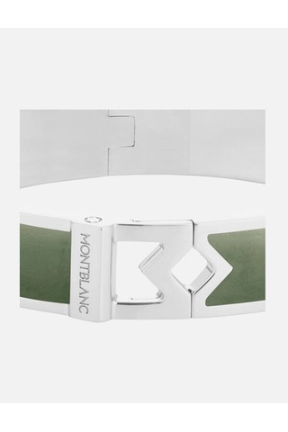 Montblanc Çelik M Logolu Kil Deri Bileklik 133123 Gri