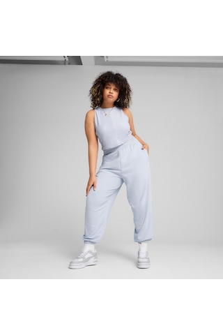 Puma Wardrobe Essentials Ribbed Crop Top Kadın Mavi Atlet 629765 Mavi