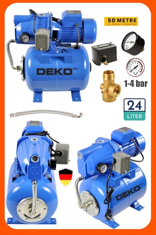 Deko Dk24lt25 Yüksek Basınçlı 1.5 Hp Jet Hidrofor 24 Lt Tank Otomatik Hidrofor Ev Villa Bahçe