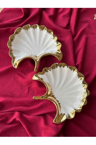 Ginkgo Yaprak Sunum Tabak 2'li Çok Renkli