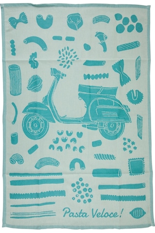 Vespa Desenli Mutfak Havlusu - Pasta Veloce Turkuaz / Sıp Görseldeki Renk