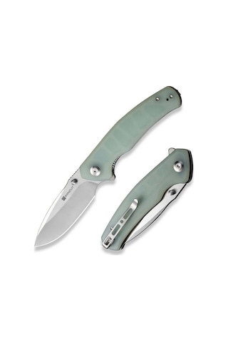 Sencut Slashkin Flipper & Thumb Stud Knife Natural G10 Handle Kamp Çakı Açık Yeşil
