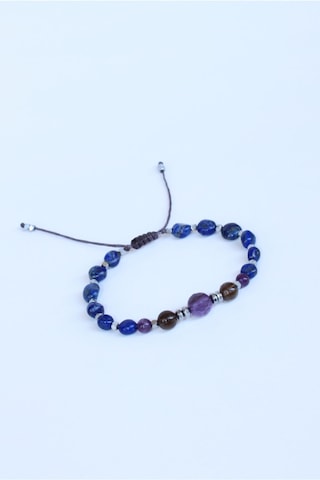 Ametist, Dumanlı Kuvars, Lapis Lazuli Ve Hematit Doğal Taşlı Kadın Bileklik Mor, Lila, Kahverengi, Gümüş, Mavi, Lacivert