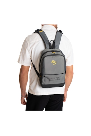 Newish Polo Unisex Quatro Kumaş Notebook Bölmeli Kulaklık Çıkışlı Mini Sırt Çantası Okul,günlük,seyahat Gri