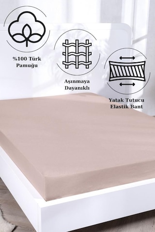 Aç-tak Lastikli Tek Kişilik Çarşaf 160x200+30 Cm Polycotton Matriss Serisi Bej