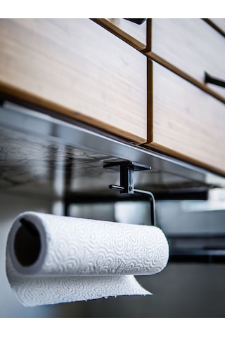 Yapışkanlı Kolay Monte Kağıt Havlu Mutfak Banyo Havlusu Askısı Siyah Renkli