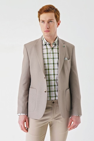 İmza Örme Mono Yaka Çift Yırtmaç Likralı 6 Drop Slim Fit Dar Kesim Klasik Ceket 1002240138 - Bej