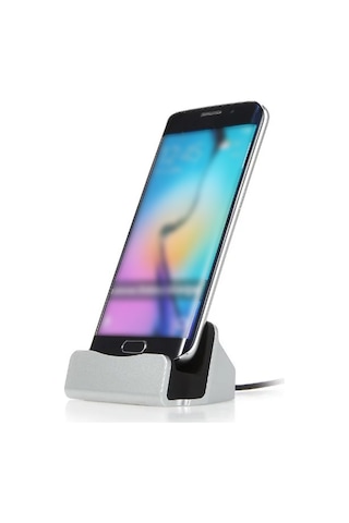 Geeksen Siyah Masaüstü Hızlı Şarj Aleti - 3 Usb Port Type-c, Android Veri Transferli Sabit Telefon Dizüstü Dock