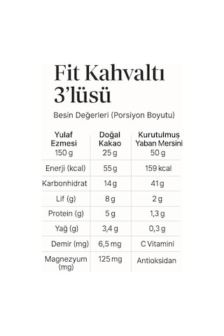 Kurutulmuş Yaban Mersinli Fit Kahvaltı Seti Yulaf -doğal Ham Kakao - Lifli Katkısız