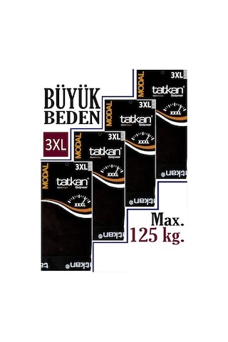 Mataş Tatkan - 4'lü - Battal - Penye Modal Erkek Boxershort Siyah