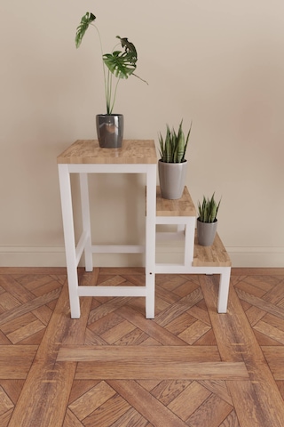 Hidden Folding Çok Amaçlı Katlanır Merdiven Çiçeklik Sehpa Beyaz