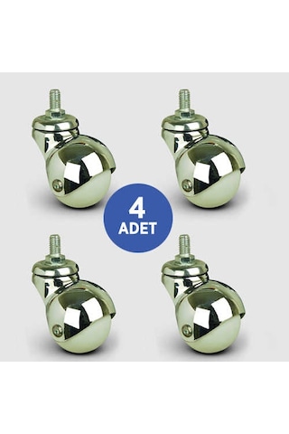 4 Adet Ef05Mkc40. Oynak Civatalı Pvc Kaplı Mobilya Tekerleği.