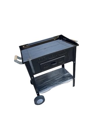 Acn Kömürlü Mangal 35 X 60 Cm Kalın 3 Mm Lama Izgaralı Siyah