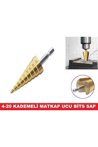 Kademeli Matkap Ucu 4-20mm Bits Saplı Hss -Kozalak Matkap Uç