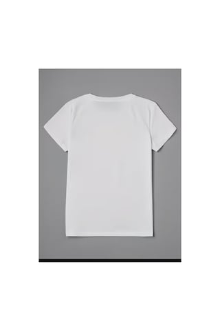Pembe Kelebek Desenli Baskılı Kompakt T-shirt Beyaz