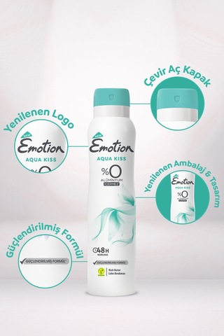 Aqua Kiss Kadın Vegan Deodorant 3x150 ML Hızlı Kurur, Leke Bırakmaz