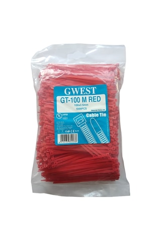 Gwest 2.5X100Mm 10Cm Kırmızı Plastik Kablo Bağı 1000 Adet N11.47