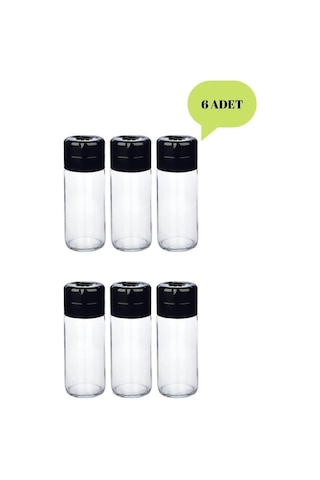 6lı Star Tuzluk Biberlik Ayarlanabilir Kapaklı Cam Tuzluk Baharatlık Tyc00493927819 Siyah