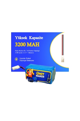 Fakir Robert Rs 740 Robot Süpürge 3200 Mah 14.4 V Yanmaz Batarya Uyumlu Uzun Ömürlü, Yüksek Performans Pil