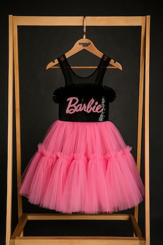 Miniğimin Cicileri Barbie Payet Detaylı Kız Çocuk Elbise - Açık Pembe