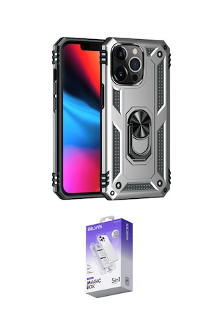 İeg Apple iPhone Uyumlu  13 Pro Max Kılıf Ahenk Klasik Koleksiyonu - Siyah Bilvis 5in1 3d Magic Cam Ekran Koruyucu Yeşil