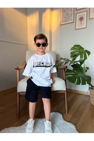 Miniğimin Cicileri Mncraft Erkek Çocuk T-şört - Beyaz