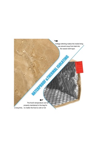 Cbtx Su Geçirmez Mumlu Kanvas Yalıtımlı Çanta Alüminyum Folyo Yeniden Kullanılabilir Öğle Yemeği Termal Çanta Kahverengi