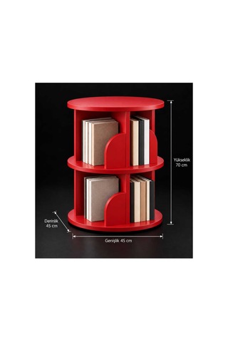 Kitaplık Raflı Komodin Yan Sehpa Çok Amaçlı Düzenleyici Modüler Kitaplık 70x45 Cm Kırmızı - 938874604 Kırmızı