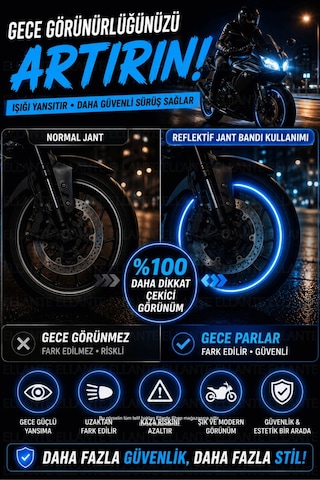 Neon Reflektif Jant Bandı 7 Mm X 7 Metre Motosiklet Bisiklet Scooter Jant Şeridi Gece Parlayan Güçlü