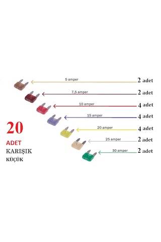 20 Adet Küçük Oto Bıçak Sigorta,yassı Aracınızda Bulunsun Diğer
