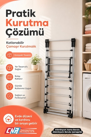 CNR Alüminyum Çamaşır Kurutmalık Askısı Samira Full Alüminyum Çamaşırlık -