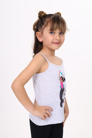 Toontoy Kids Toontoy Kız Çocuk Deniz Kızı Baskılı Pul İşlemeli Atlet Gri Melanj