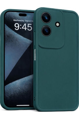 Realme C61 Uyumlu Kamera Çıkıntılı Mat Silikon Telefon Kılıfı Yeşil
