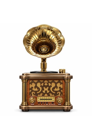 Ultratekno Fx-2503b Büyük Boy Retro Gramofon Tasarımlı Bluetooth Hoparlör Ve 3 Bant Radyo