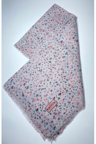 Saçaklı Pamuk Tülbent - 05504 - 95 X 95 / Gri,pembe - 04 Gri,pembe - 04