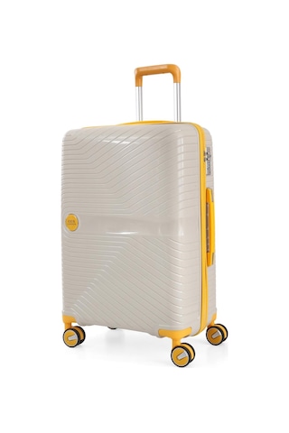 Ççs 5239 Polipropilen Büyük Boy Valiz Beyaz-sarı Beyaz - Sarı